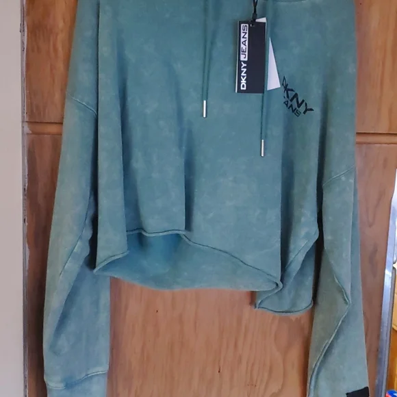 DKNY JEANS SWEATSHIRT SZE LARGE FADED GREEN - Picture 3 of 6